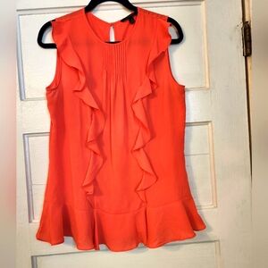 Banana Republic Blouse Ruffled, Sleeveless Tank Pink Size Medium Party Coquette